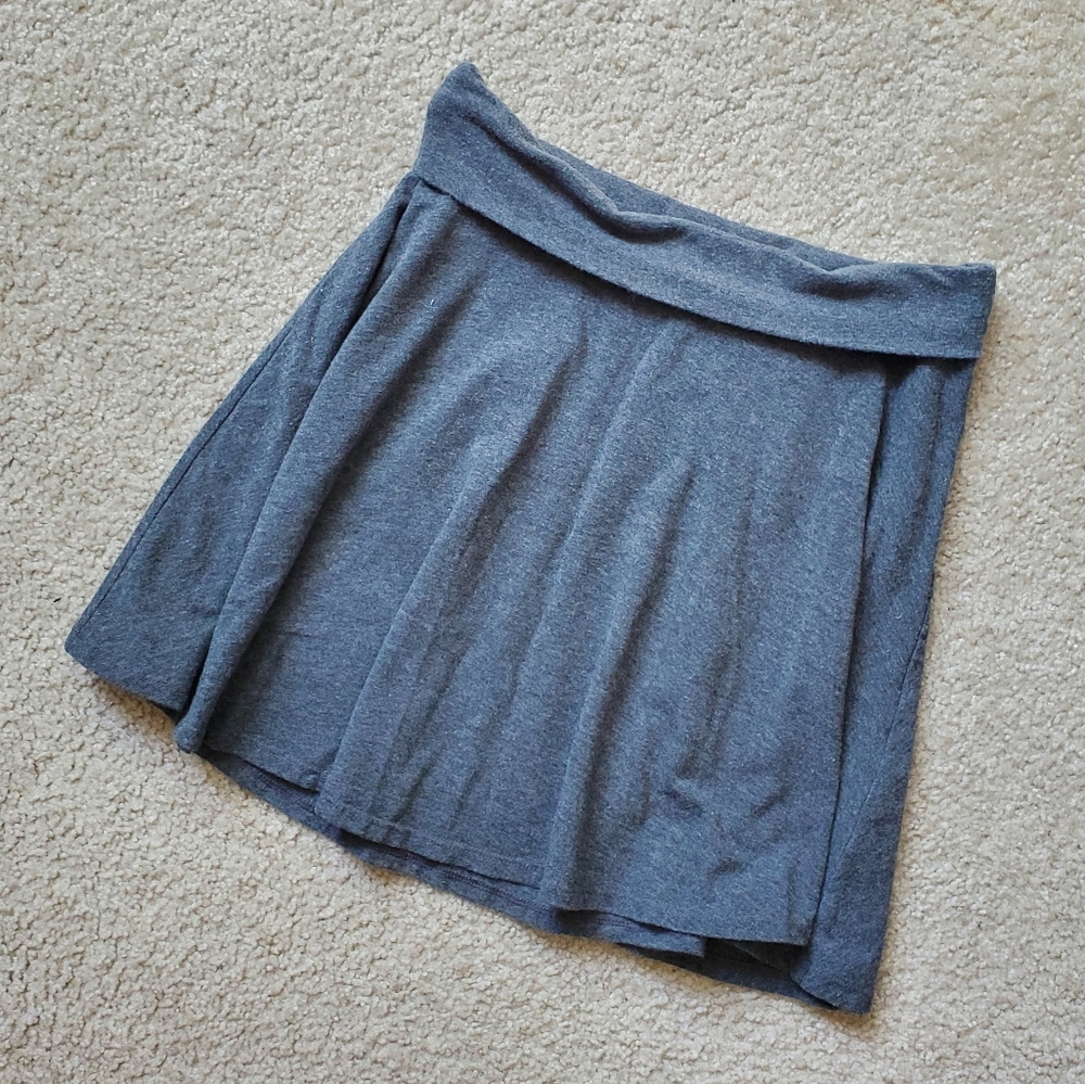 Zenana Outfitters Grey Knit Mini Skater Skirt